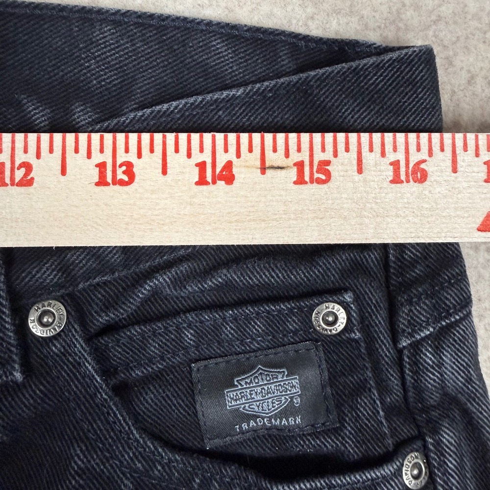 VTG Harley Davidson Jeans 29x31.5 Biker Denim Black Straight Leg Moto Gorpcore - Picture 7 of 12